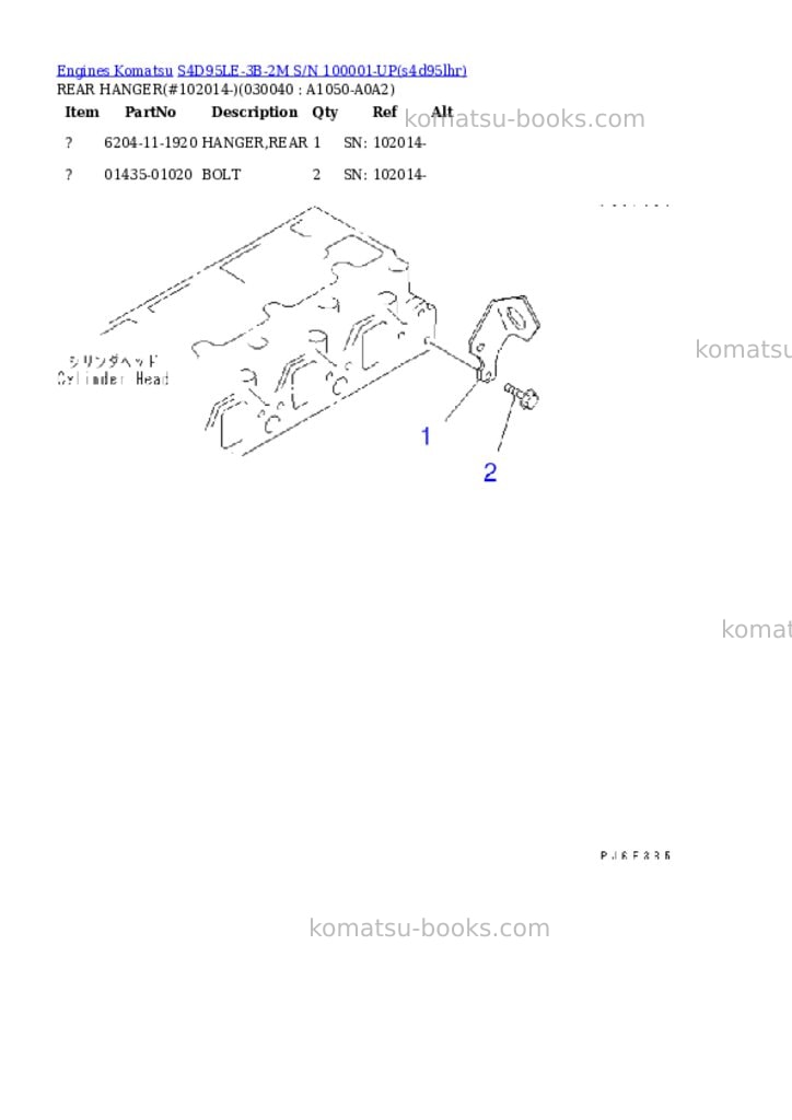 Komatsu S4D95LE-3B-2M S/N 100001-UP Parts catalog cover Page 3 Komatsu S4D95LE-3B-2M S/N 100001-UP Parts catalog cover Page 3