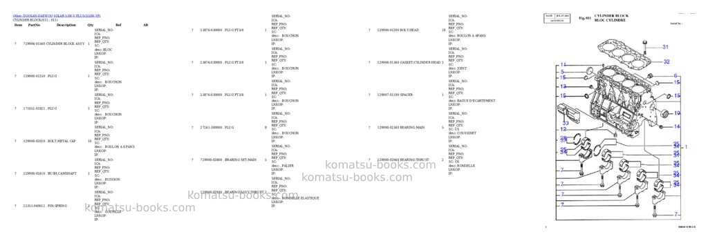 Komatsu SOLAR 55W-V PLUS Parts catalog cover