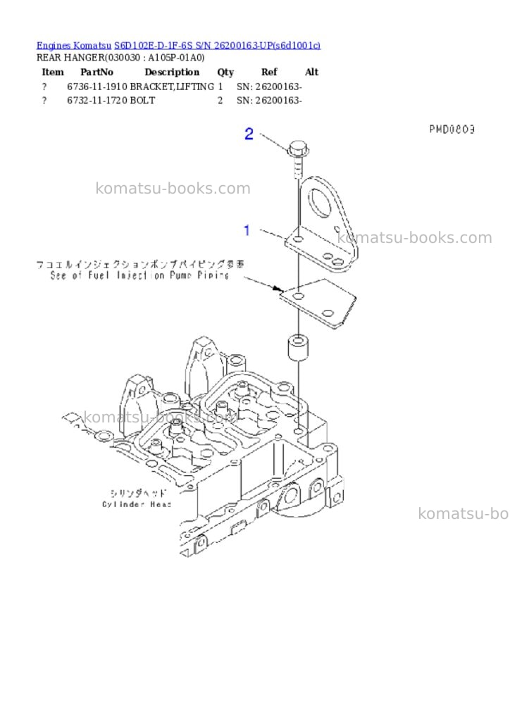 Komatsu s6d102e-d-1f-6s s/n 26200163-up Parts catalog cover Page 2