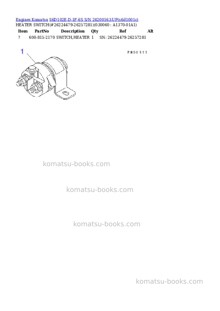 Komatsu s6d102e-d-1f-6s s/n 26200163-up Parts catalog cover Page 5