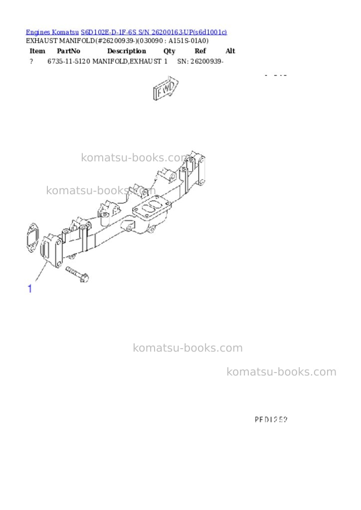 Komatsu s6d102e-d-1f-6s s/n 26200163-up Parts catalog cover Page 8