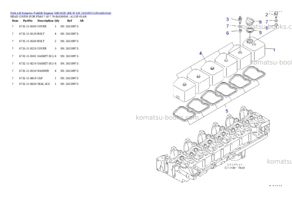 Komatsu s6d102e-2kk-w s/n 26318973-up Parts catalog cover Page 4
