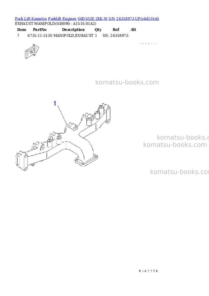 Komatsu s6d102e-2kk-w s/n 26318973-up Parts catalog cover Page 8