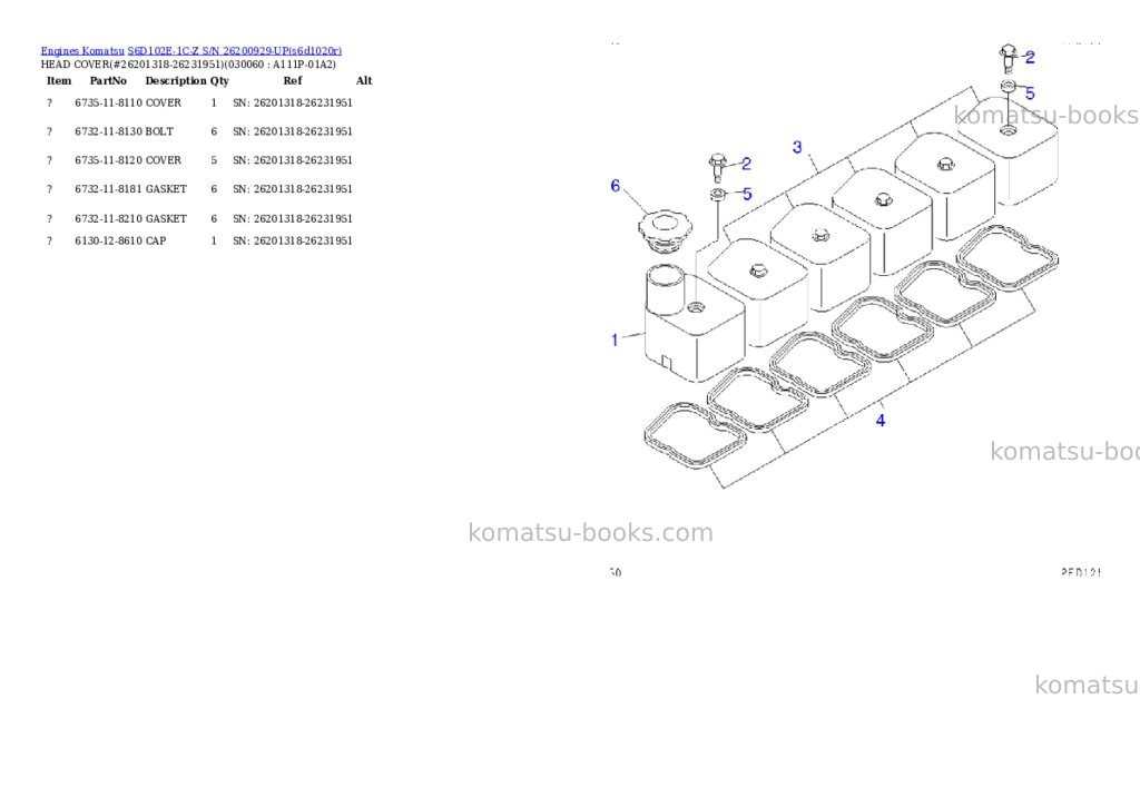 Komatsu S6D102E-1C-Z S/N 26200929-UP Parts catalog cover Page 4 Komatsu S6D102E-1C-Z S/N 26200929-UP Parts catalog cover Page 4