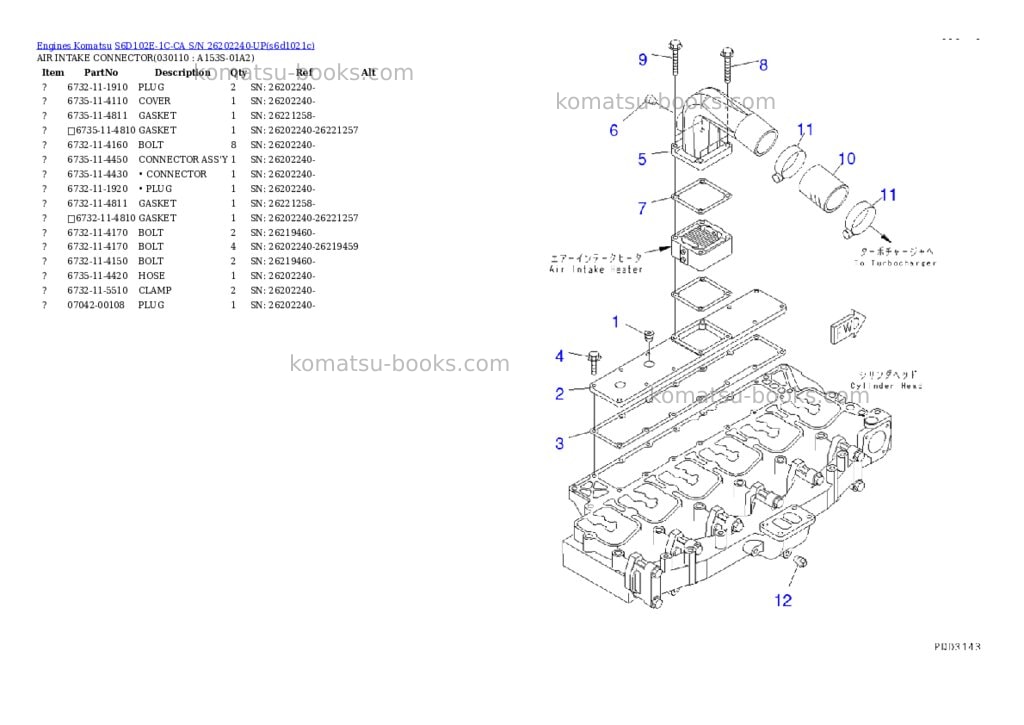 Komatsu s6d102e-1c-ca s/n 26202240-up Parts catalog cover Page 10
