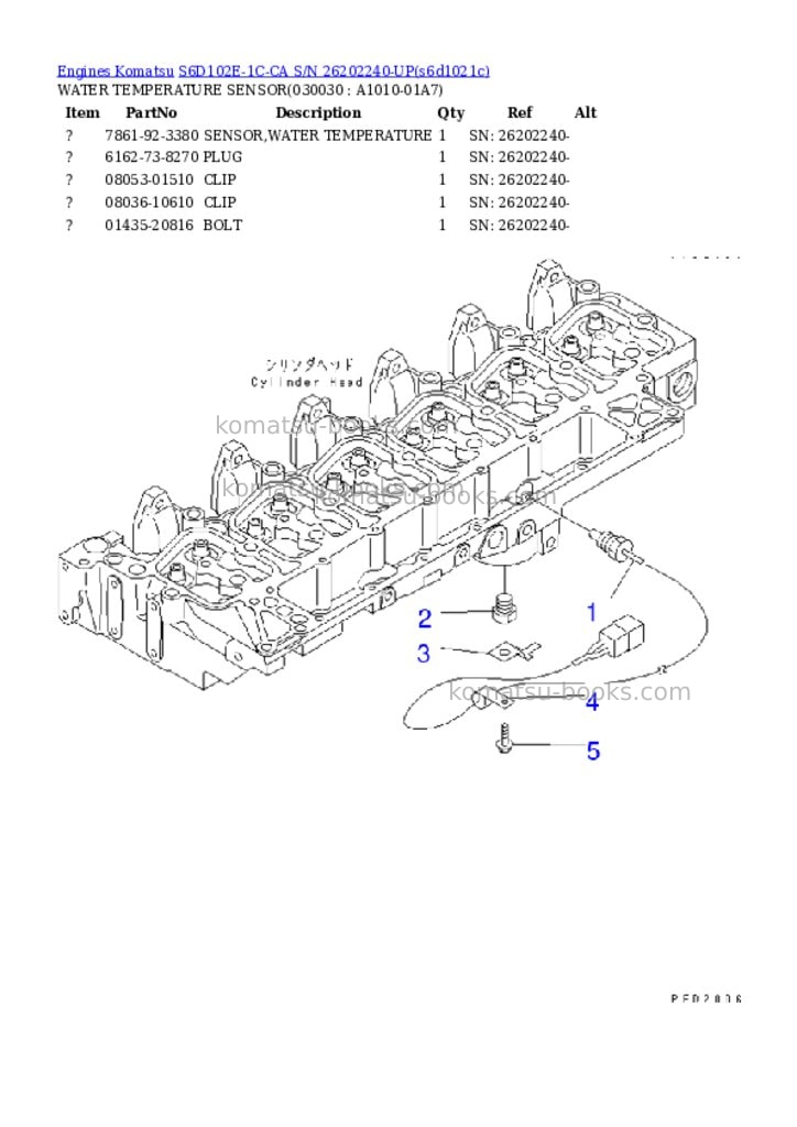 Komatsu s6d102e-1c-ca s/n 26202240-up Parts catalog cover Page 2