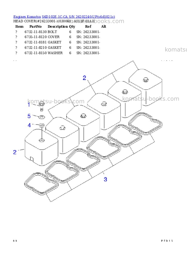Komatsu s6d102e-1c-ca s/n 26202240-up Parts catalog cover Page 5
