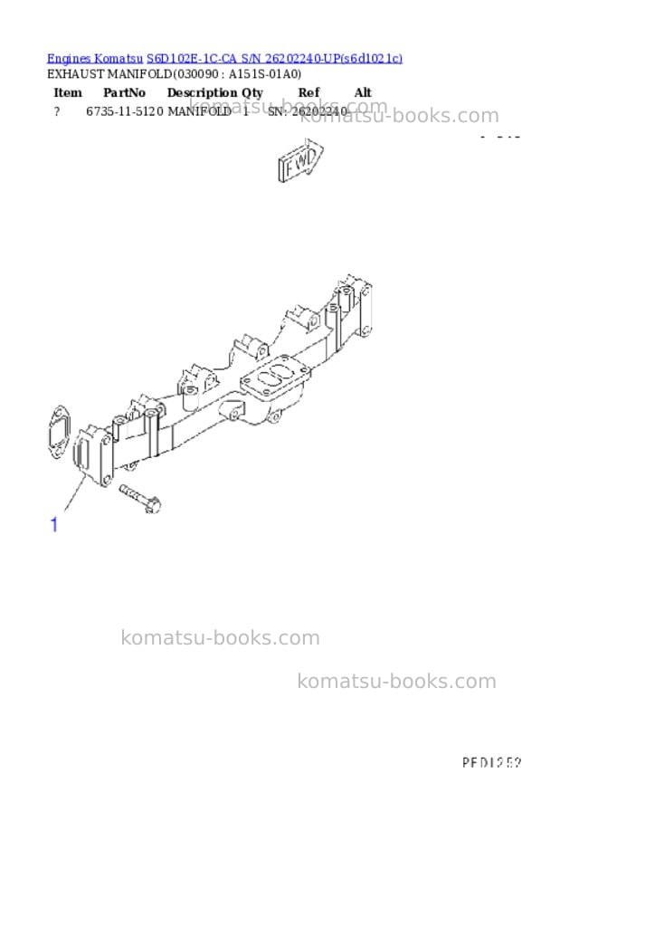 Komatsu s6d102e-1c-ca s/n 26202240-up Parts catalog cover Page 8