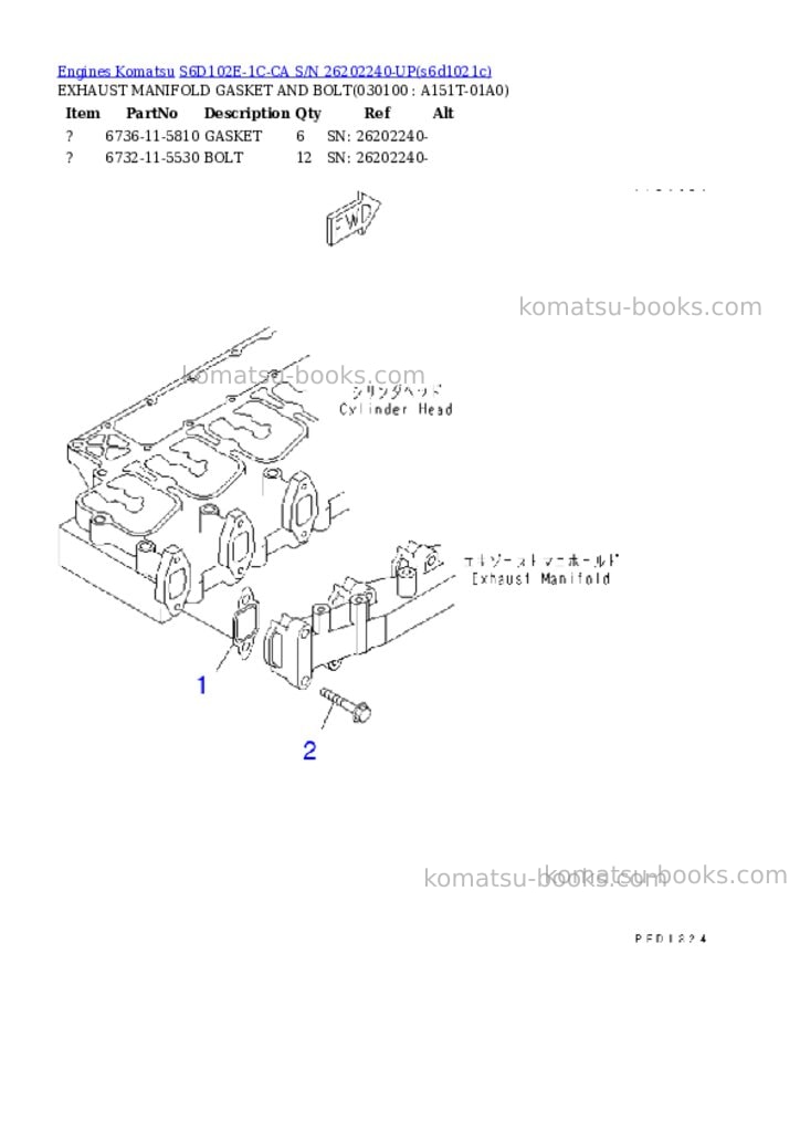Komatsu s6d102e-1c-ca s/n 26202240-up Parts catalog cover Page 9