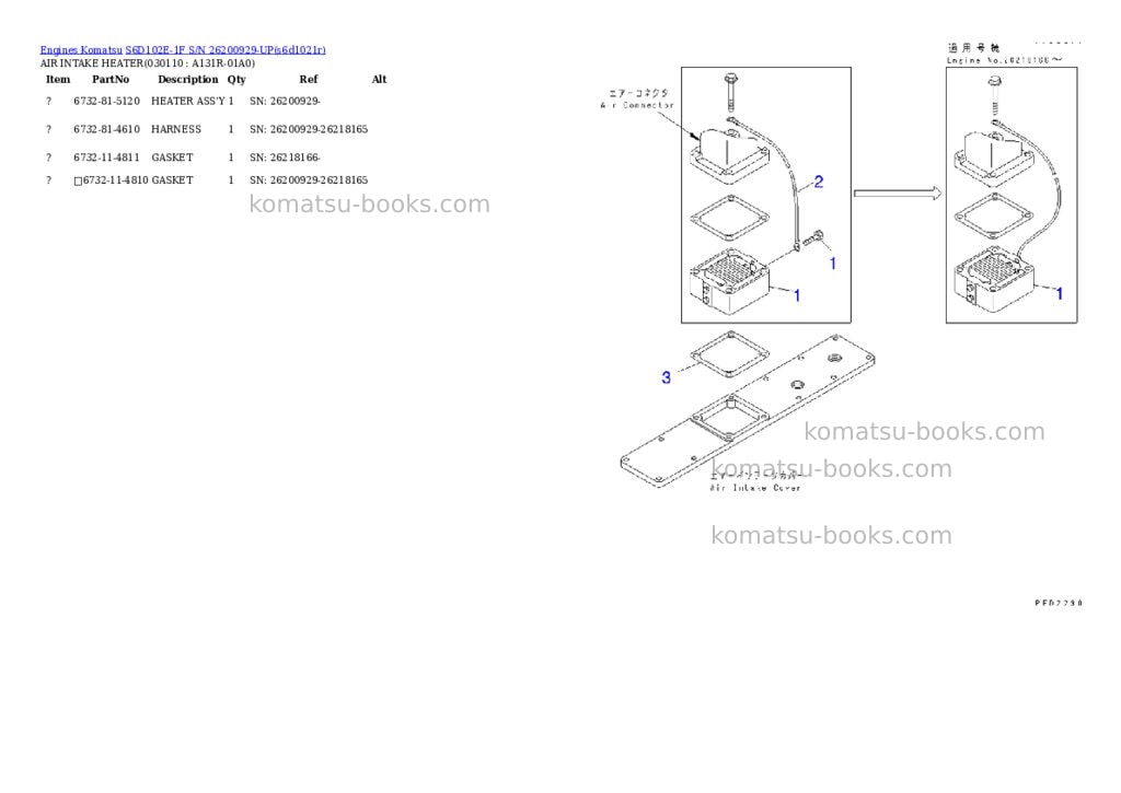 Komatsu S6D102E-1F S/N 26200929-UP Parts catalog cover Page 10 Komatsu S6D102E-1F S/N 26200929-UP Parts catalog cover Page 10
