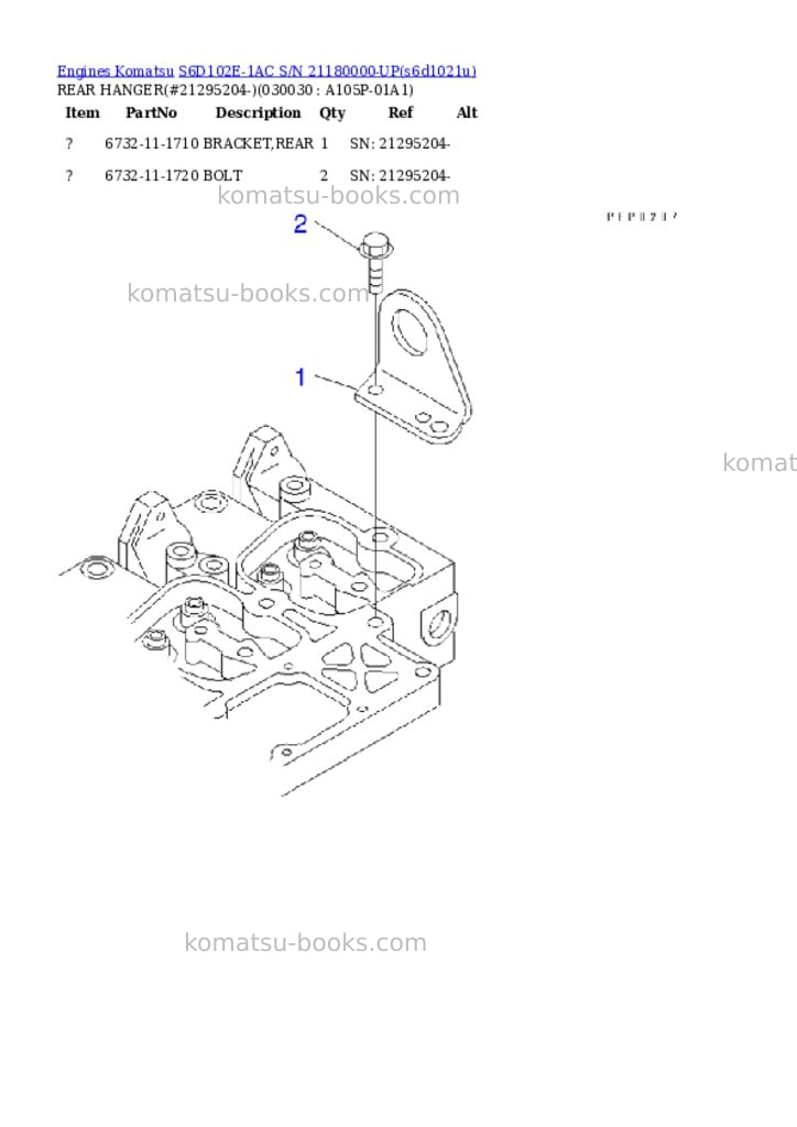 Komatsu s6d102e-1ac s/n 21180000-up Parts catalog cover Page 2