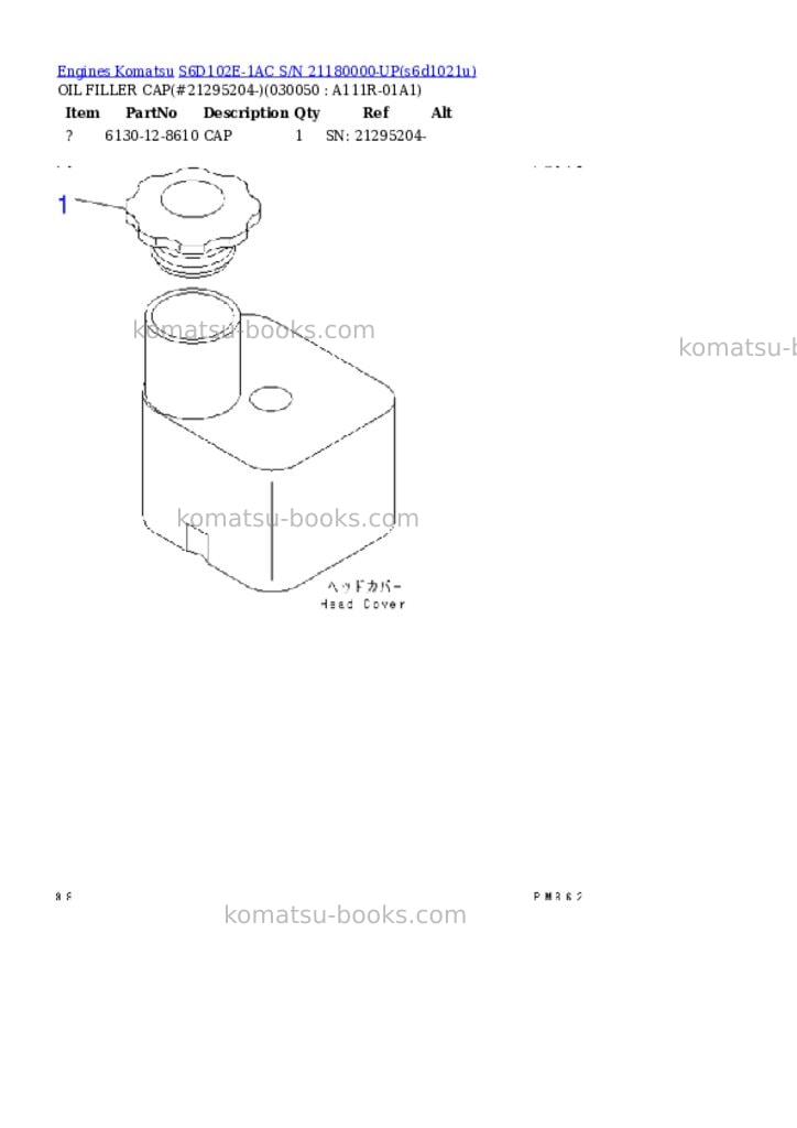 Komatsu s6d102e-1ac s/n 21180000-up Parts catalog cover Page 4