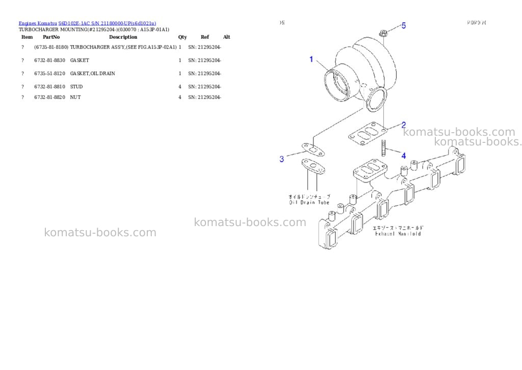 Komatsu s6d102e-1ac s/n 21180000-up Parts catalog cover Page 6