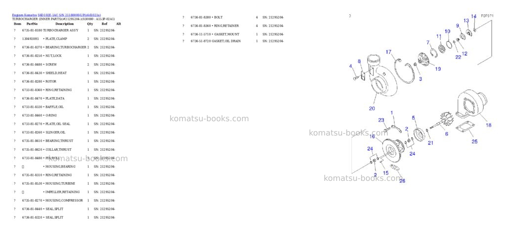 Komatsu s6d102e-1ac s/n 21180000-up Parts catalog cover Page 7