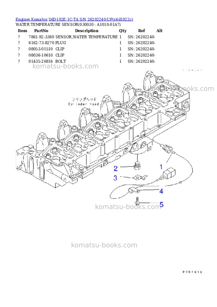 Komatsu s6d102e-1c-ta s/n 26202240-up Parts catalog cover Page 2
