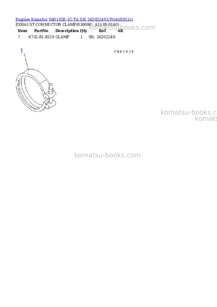 Komatsu s6d102e-1c-ta s/n 26202240-up Parts catalog cover Page 7