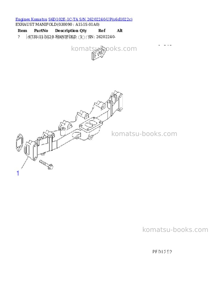 Komatsu s6d102e-1c-ta s/n 26202240-up Parts catalog cover Page 8