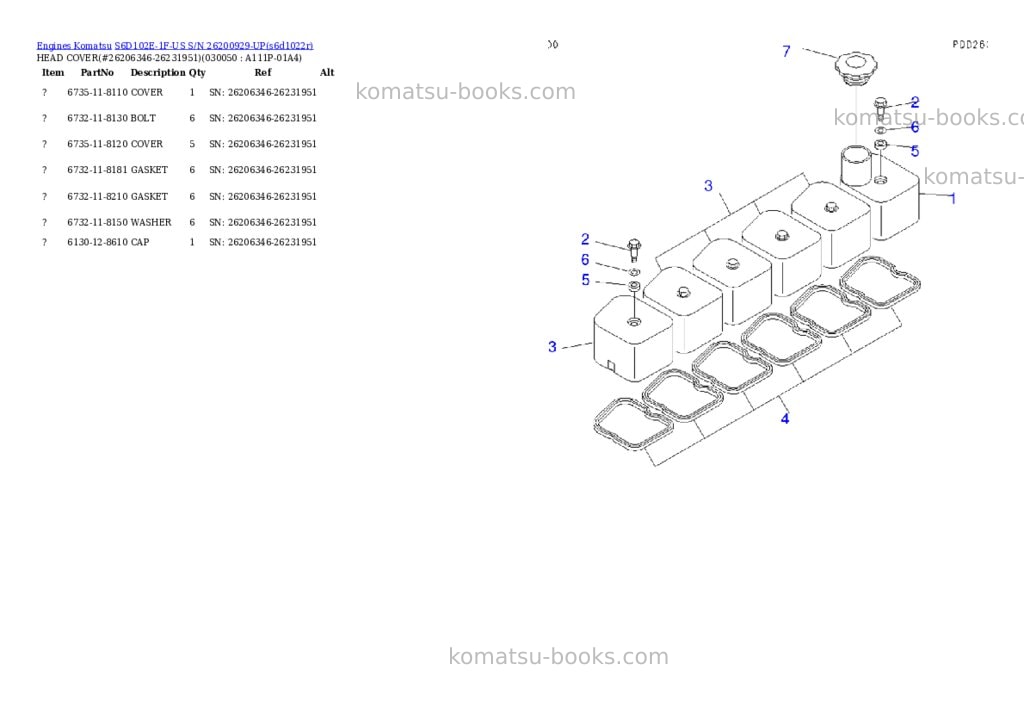 Komatsu S6D102E-1F-US S/N 26200929-UP Parts catalog cover Page 4 Komatsu S6D102E-1F-US S/N 26200929-UP Parts catalog cover Page 4
