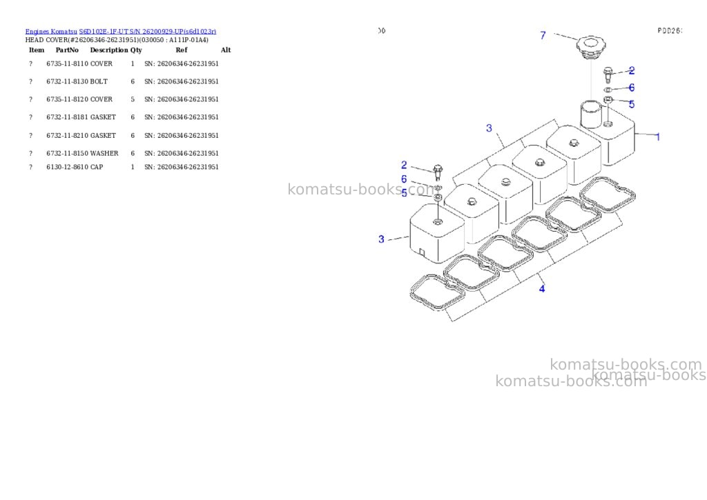 Komatsu s6d102e-1f-ut s/n 26200929-up Parts catalog cover Page 4 Komatsu s6d102e-1f-ut s/n 26200929-up Parts catalog cover Page 4