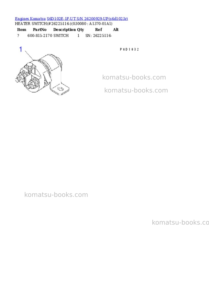 Komatsu s6d102e-1f-ut s/n 26200929-up Parts catalog cover Page 7 Komatsu s6d102e-1f-ut s/n 26200929-up Parts catalog cover Page 7