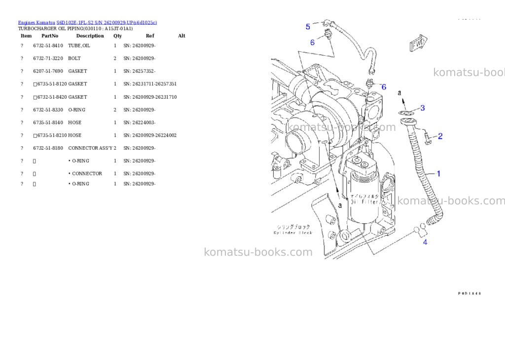 Komatsu S6D102E-1FL-S2 S/N 26200929-UP Parts catalog cover Page 10