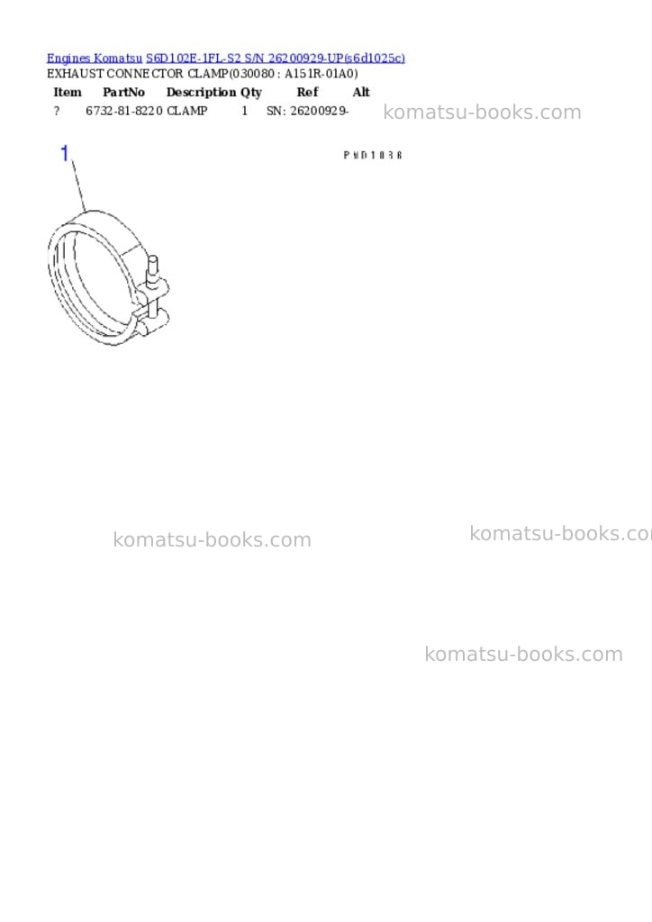 Komatsu S6D102E-1FL-S2 S/N 26200929-UP Parts catalog cover Page 7