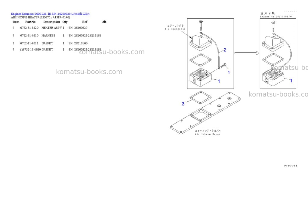 Komatsu s6d102e-1e s/n 26200929-up Parts catalog cover Page 6 Komatsu s6d102e-1e s/n 26200929-up Parts catalog cover Page 6