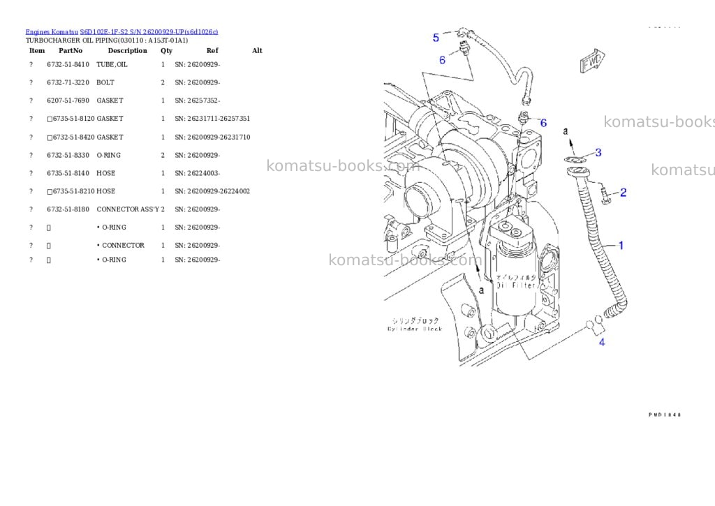 Komatsu S6D102E-1F-S2 S/N 26200929-UP Parts catalog cover Page 10 Komatsu S6D102E-1F-S2 S/N 26200929-UP Parts catalog cover Page 10