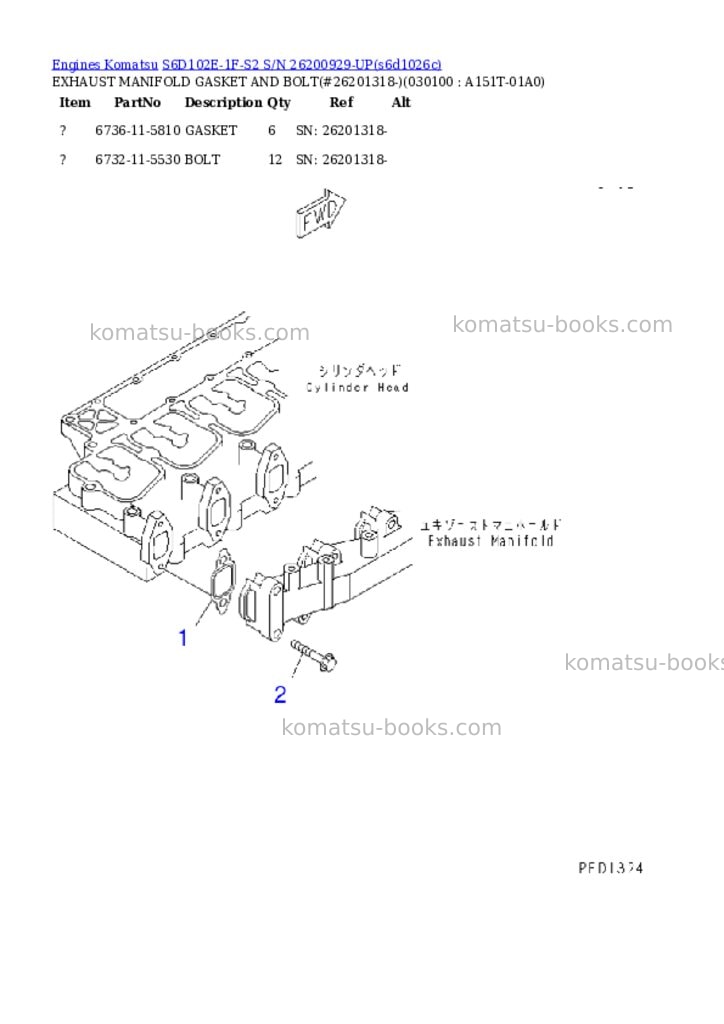 Komatsu S6D102E-1F-S2 S/N 26200929-UP Parts catalog cover Page 9 Komatsu S6D102E-1F-S2 S/N 26200929-UP Parts catalog cover Page 9