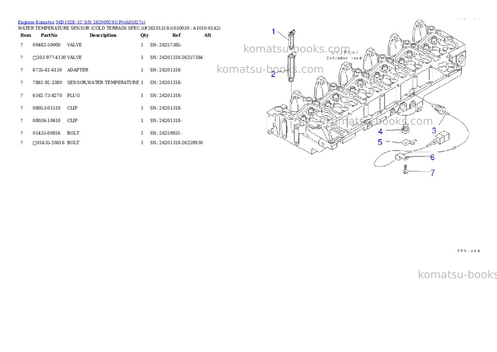 Komatsu s6d102e-1c s/n 26200929-up Parts catalog cover Page 2 Komatsu s6d102e-1c s/n 26200929-up Parts catalog cover Page 2
