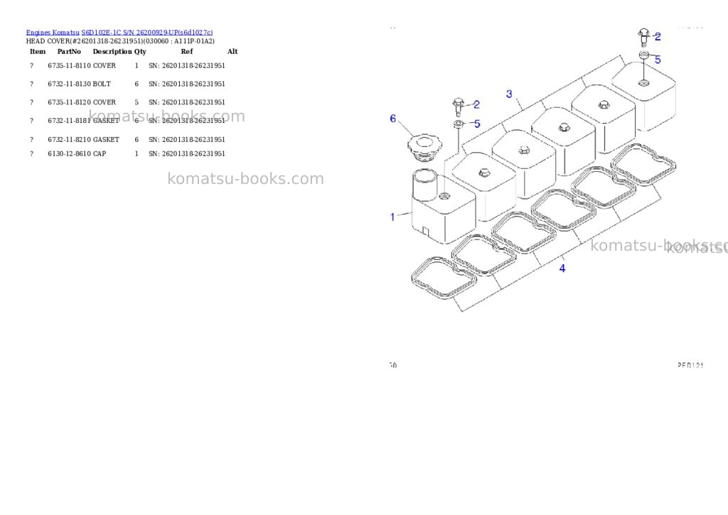 Komatsu s6d102e-1c s/n 26200929-up Parts catalog cover Page 4 Komatsu s6d102e-1c s/n 26200929-up Parts catalog cover Page 4