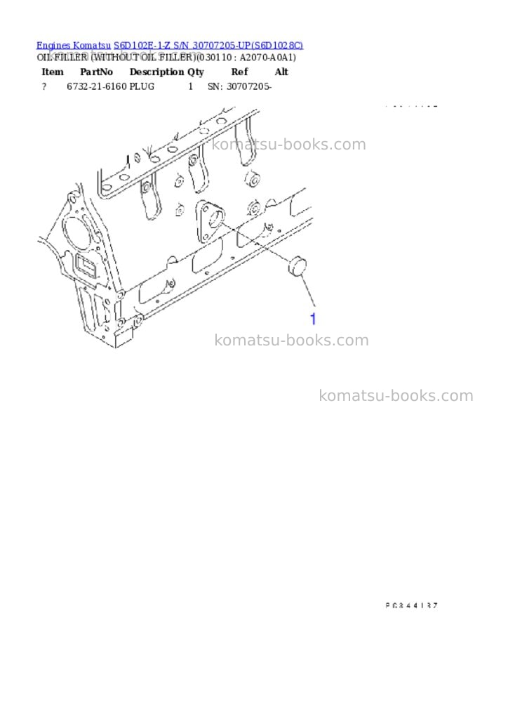 Komatsu s6d102e-1-z s/n 30707205-up Parts catalog cover Page 10