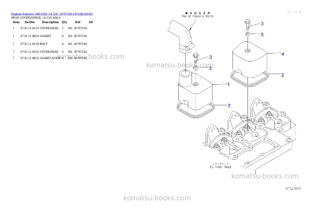 Komatsu s6d102e-1-z s/n 30707205-up Parts catalog cover Page 2