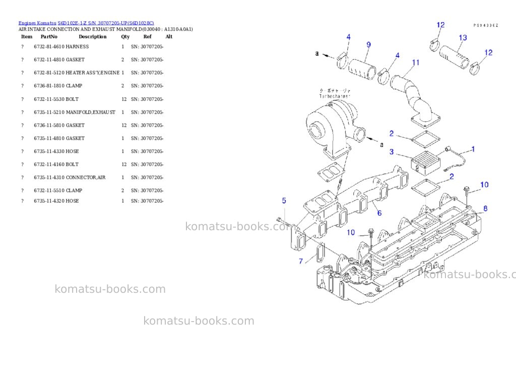 Komatsu s6d102e-1-z s/n 30707205-up Parts catalog cover Page 3