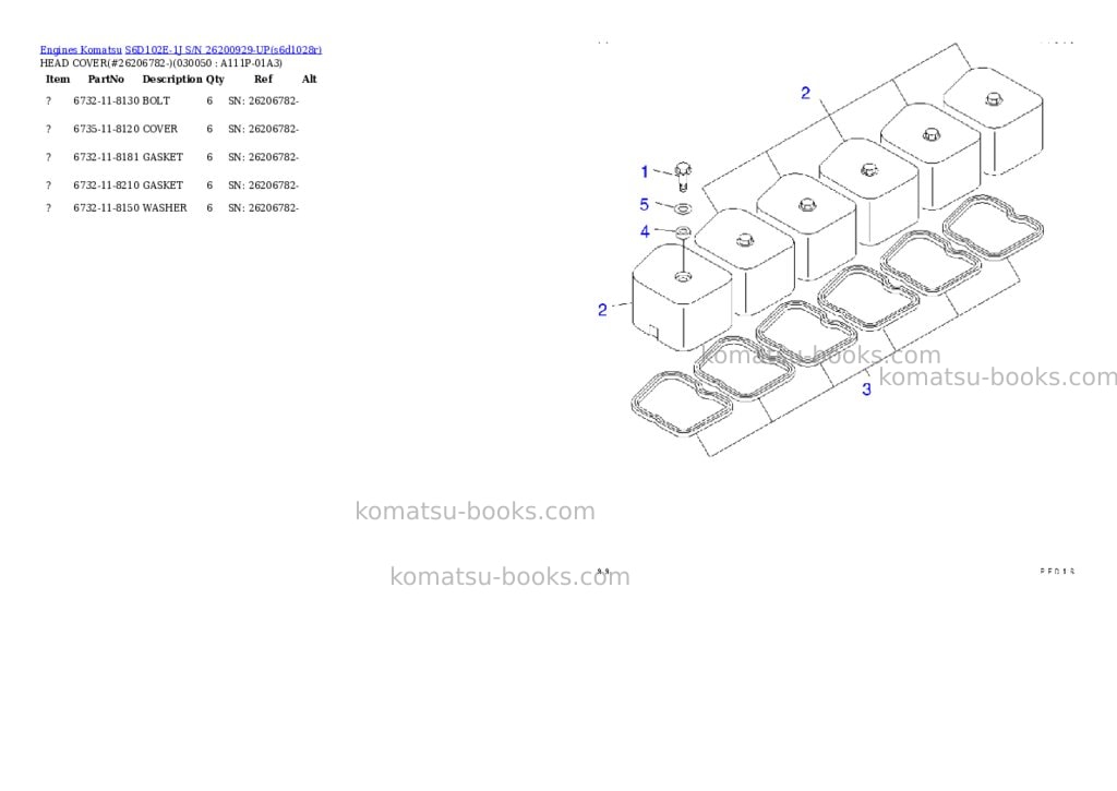 Komatsu s6d102e-1j s/n 26200929-up Parts catalog cover Page 4 Komatsu s6d102e-1j s/n 26200929-up Parts catalog cover Page 4