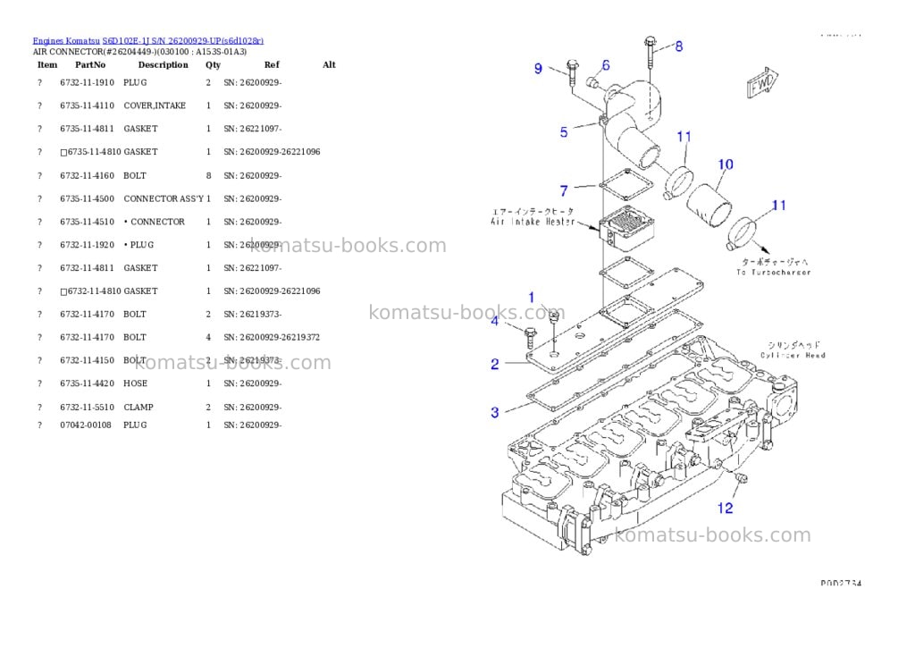 Komatsu s6d102e-1j s/n 26200929-up Parts catalog cover Page 9 Komatsu s6d102e-1j s/n 26200929-up Parts catalog cover Page 9