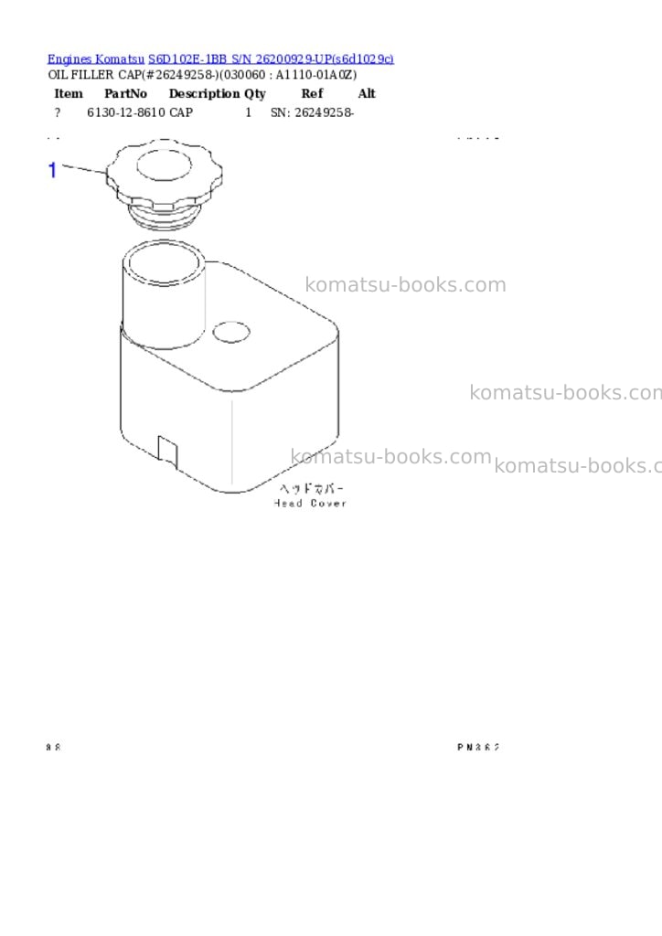 Komatsu S6D102E-1BB S/N 26200929-UP Parts catalog cover Page 5 Komatsu S6D102E-1BB S/N 26200929-UP Parts catalog cover Page 5