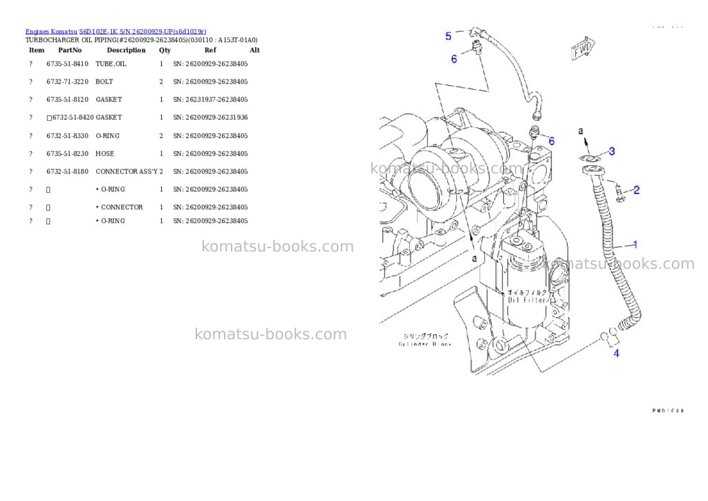 Komatsu S6D102E-1K S/N 26200929-UP Parts catalog cover Page 10 Komatsu S6D102E-1K S/N 26200929-UP Parts catalog cover Page 10