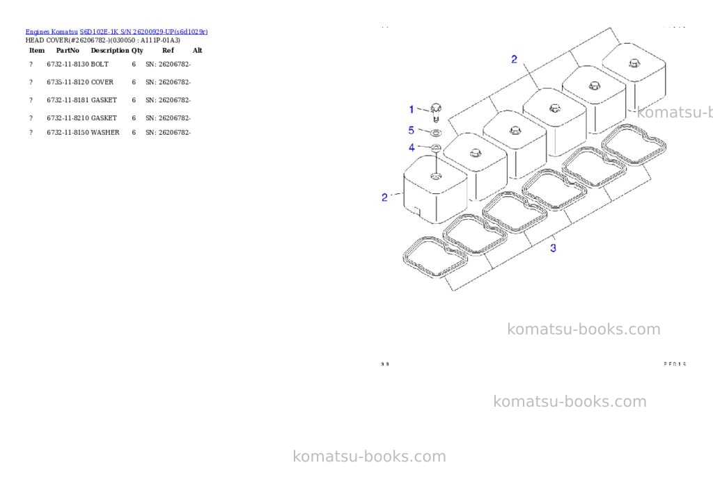 Komatsu S6D102E-1K S/N 26200929-UP Parts catalog cover Page 4 Komatsu S6D102E-1K S/N 26200929-UP Parts catalog cover Page 4