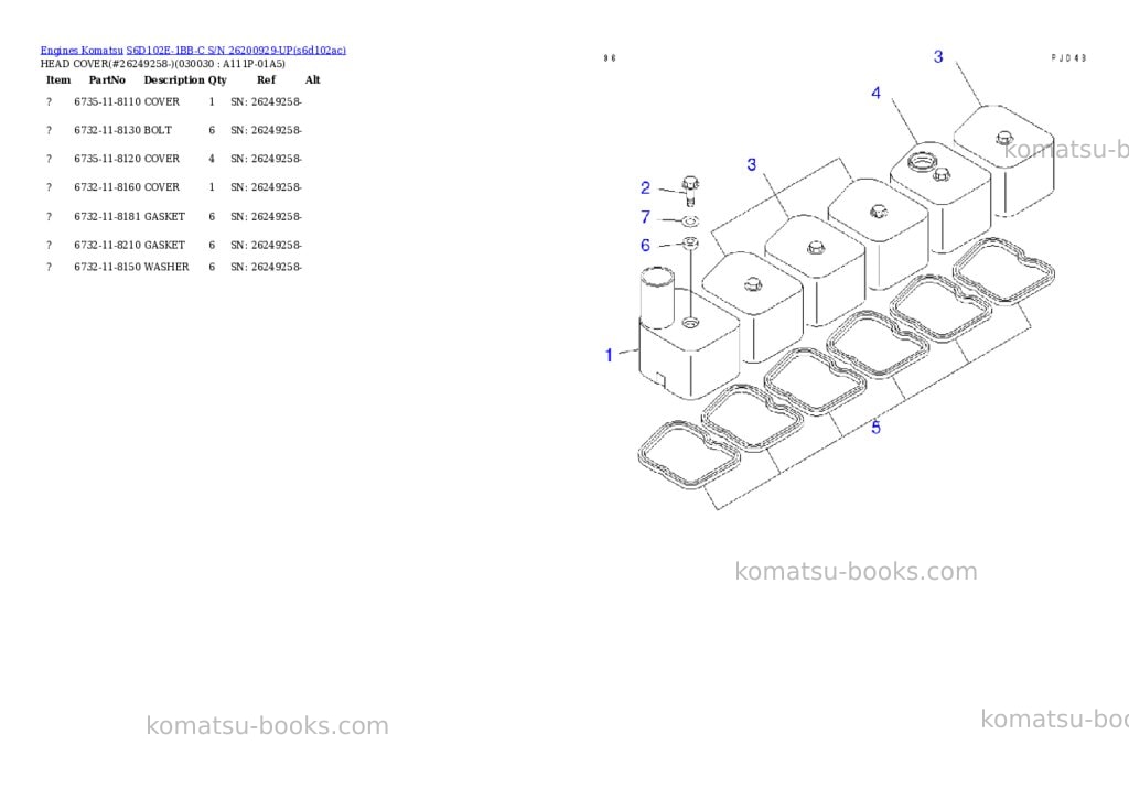 Komatsu s6d102e-1bb-c s/n 26200929-up Parts catalog cover Page 2 Komatsu s6d102e-1bb-c s/n 26200929-up Parts catalog cover Page 2