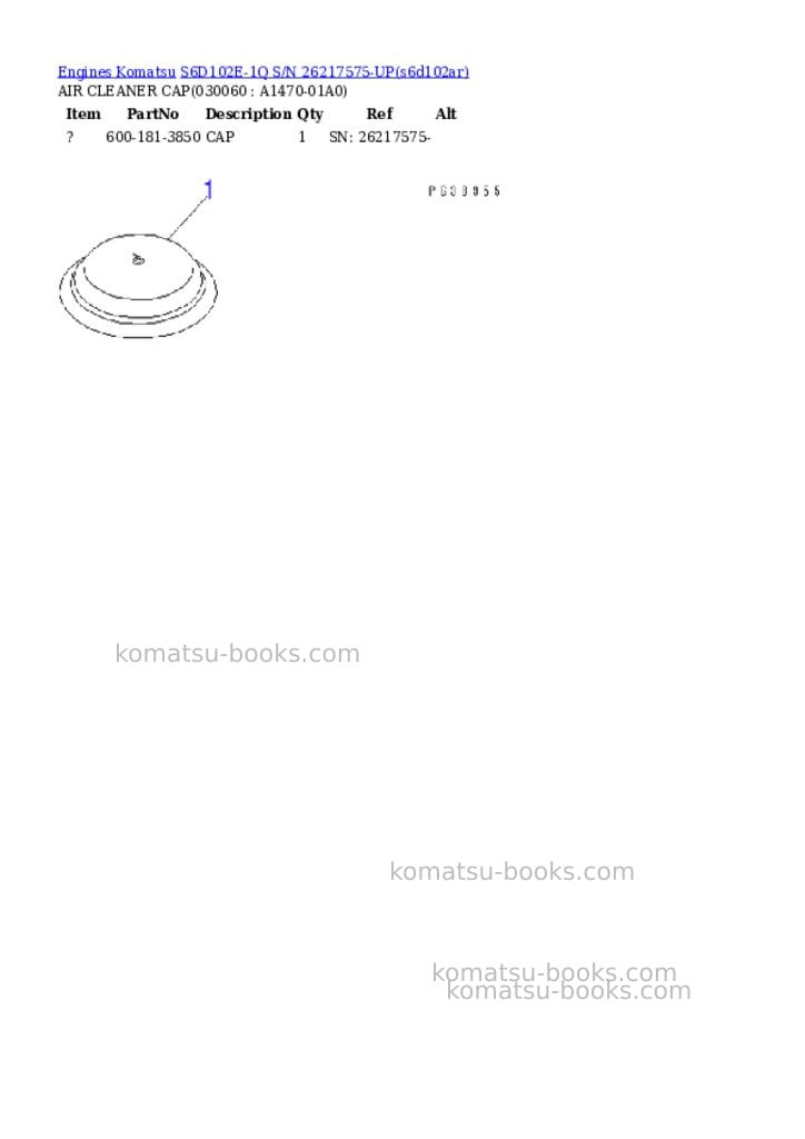 Komatsu s6d102e-1q s/n 26217575-up Parts catalog cover Page 5