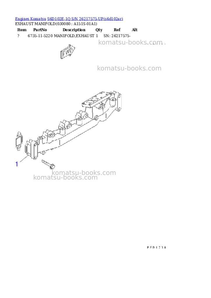 Komatsu s6d102e-1q s/n 26217575-up Parts catalog cover Page 7