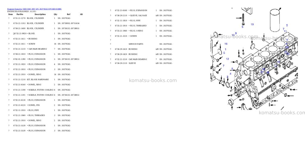 Komatsu s6d102e-1ee s/n 30379242-up Parts catalog cover