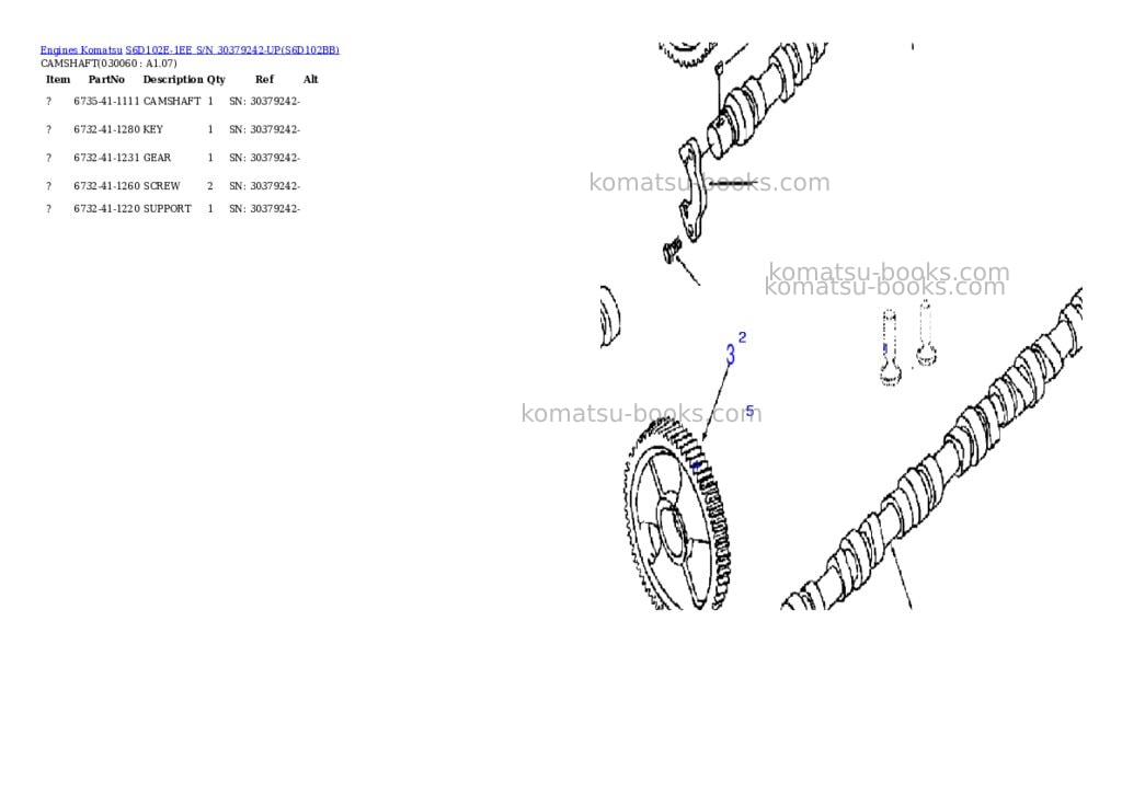 Komatsu s6d102e-1ee s/n 30379242-up Parts catalog cover Page 5