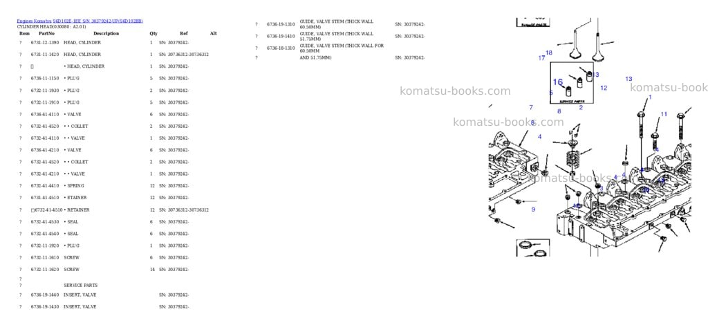 Komatsu s6d102e-1ee s/n 30379242-up Parts catalog cover Page 7