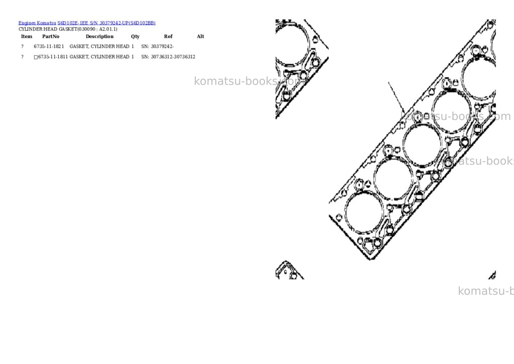 Komatsu s6d102e-1ee s/n 30379242-up Parts catalog cover Page 8