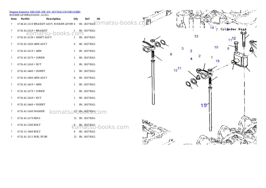 Komatsu s6d102e-1ee s/n 30379242-up Parts catalog cover Page 9