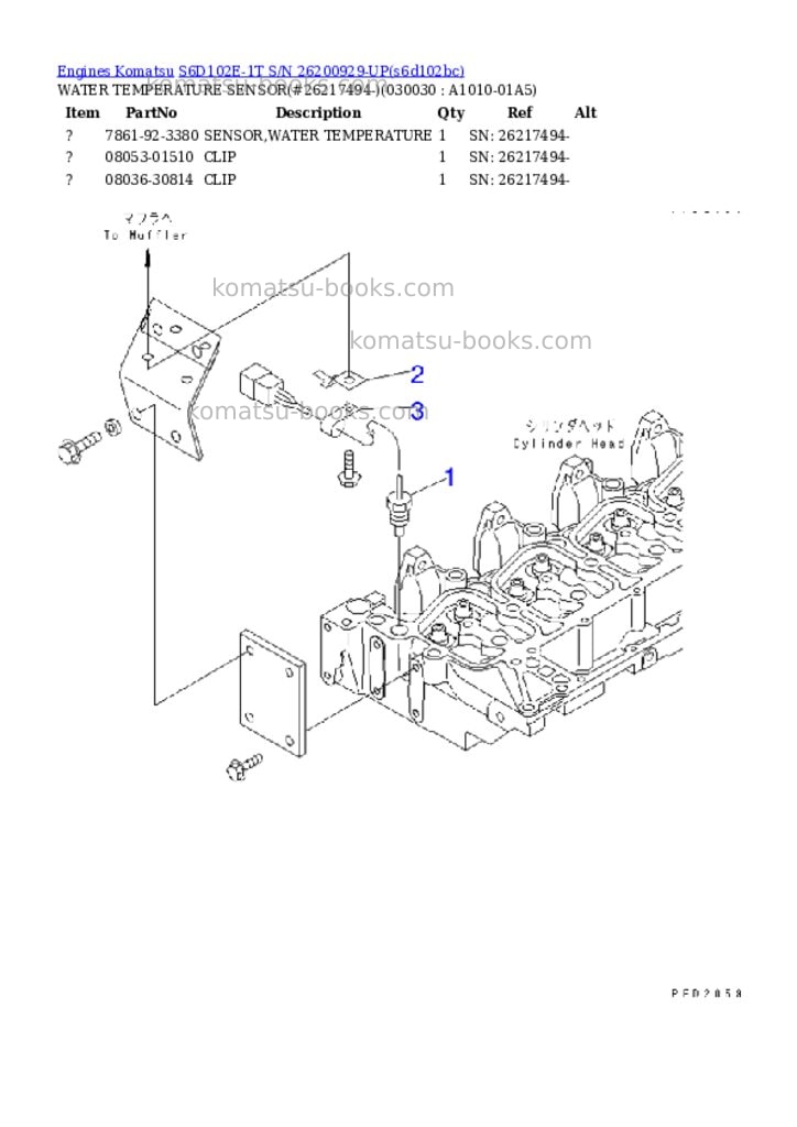 Komatsu s6d102e-1t s/n 26200929-up Parts catalog cover Page 2 Komatsu s6d102e-1t s/n 26200929-up Parts catalog cover Page 2