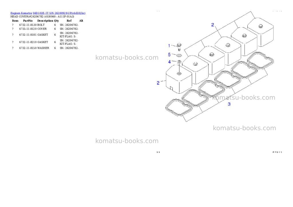 Komatsu s6d102e-1t s/n 26200929-up Parts catalog cover Page 5 Komatsu s6d102e-1t s/n 26200929-up Parts catalog cover Page 5