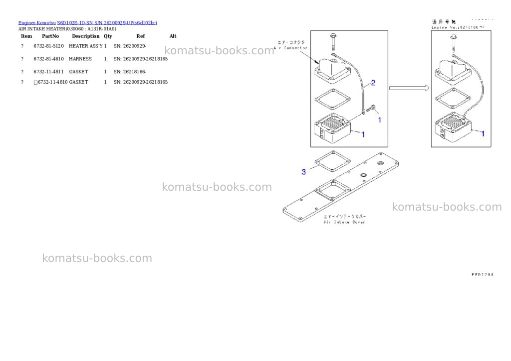 Komatsu s6d102e-1d-sn s/n 26200929-up Parts catalog cover Page 5